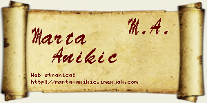 Marta Anikić vizit kartica